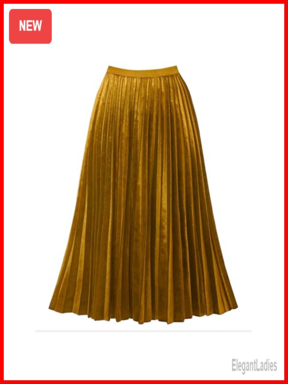 Pleated High Waist Flowy Velvet Midi Skirt A-Line Elastic Waist